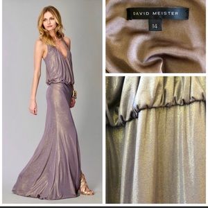 David Meister Haze Metallic Drape Evening Gown, 14